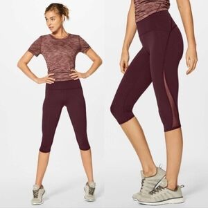 Lululemon 8 Train times crop capri 17" Black Cherry Leggings